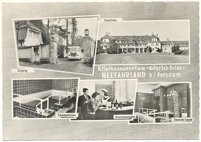 NEUFAHRLAND bei
                                                  Potsdam (Brandenburg):
                                                  Fotokarte:
                                                  Kliniksanatorium
                                                  'Heinrich Heine', 1964
                                                  - 4,00 EUR