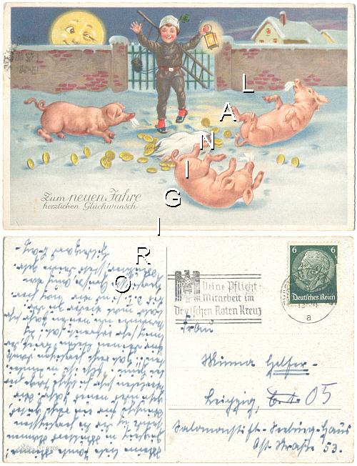 SCHWEINCHEN Schornsteinfeger MNZEN 1940 gel. - 12,00 Eur