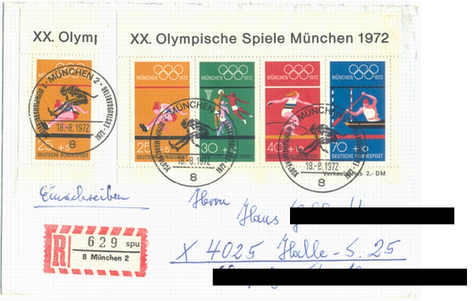 Brief, FDC, R-Brief, Bund 1972, Block 8 mit MiNr. 734-737 - 38,00 Eur