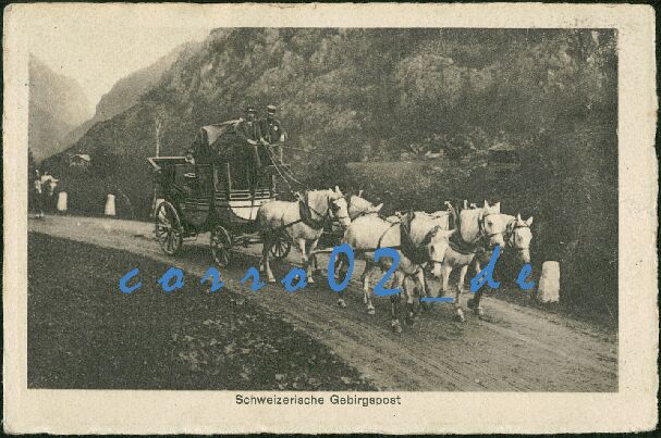 Pferdegespann (5) Schweizerische Gebirgspost 1914 - 3,00 Eur