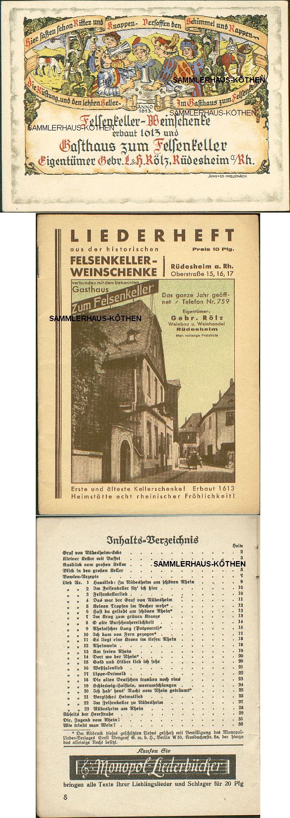 RDESHEIM: AK + interessantes
                                      Liederheft Weinschenke, von 1924 -
                                      15,00 EUR