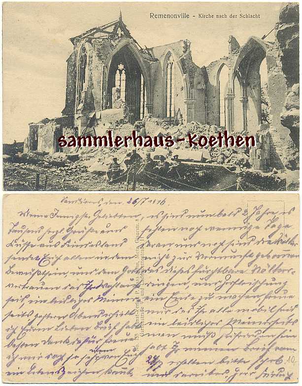 Remenonville
                  Kirche nach der Schlacht 1916 - 5,00 Eur