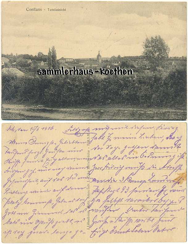 Conflans Frankreich, Total, 1916 als Feldpost
                  beschrieben - 6,00 Eur