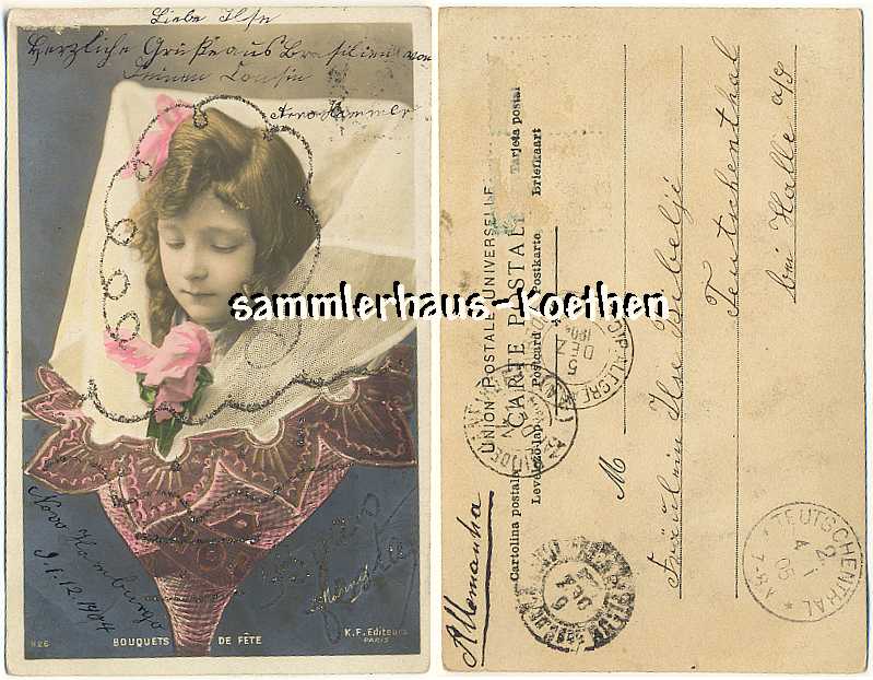 Ungewhnliche Kinderkarte BOUQUETS DE FTE 1905 - 8,00 Eur