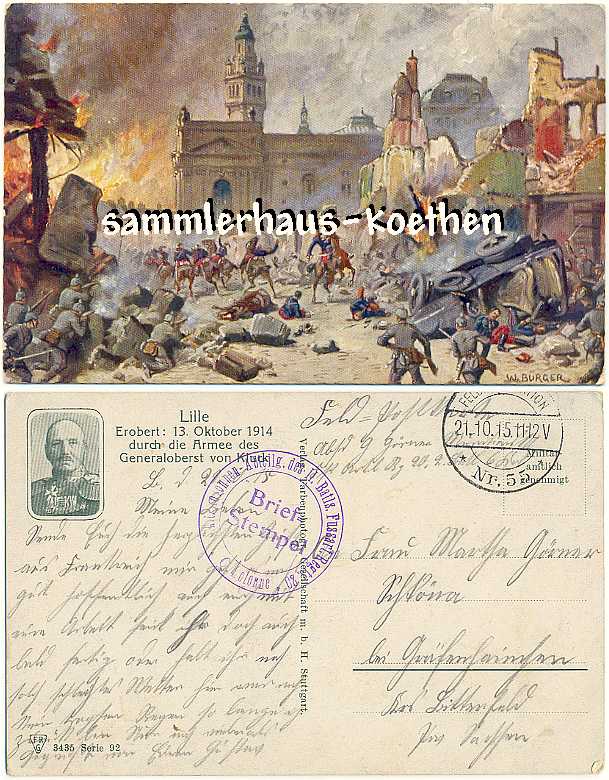 FELDPOST 1915 Generaloberst v. Kluck erobert Lille - 12,00 Eur